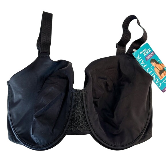 Vanity Fair Beauty Back Minimizer Midnight Black Bra NWT Size 34G - Picture 1 of 7